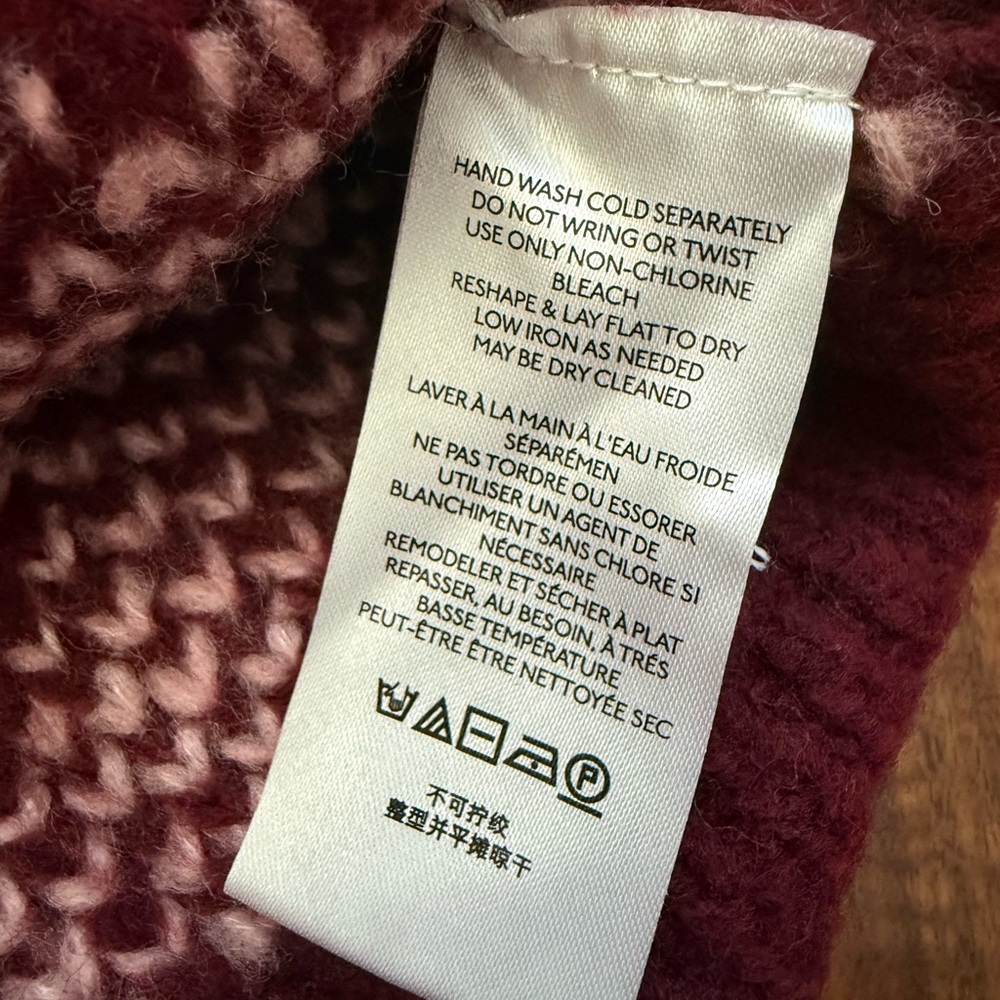 Anthropologie Maeve Pink and Burgundy Knit Sweater Argyle Diamond sz Small - Picture 5 of 7